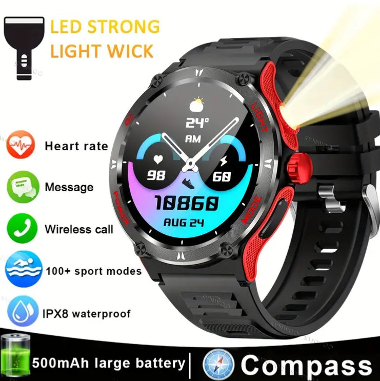 KT76 Ultra Powerful Flashlight Sports Smartwatch