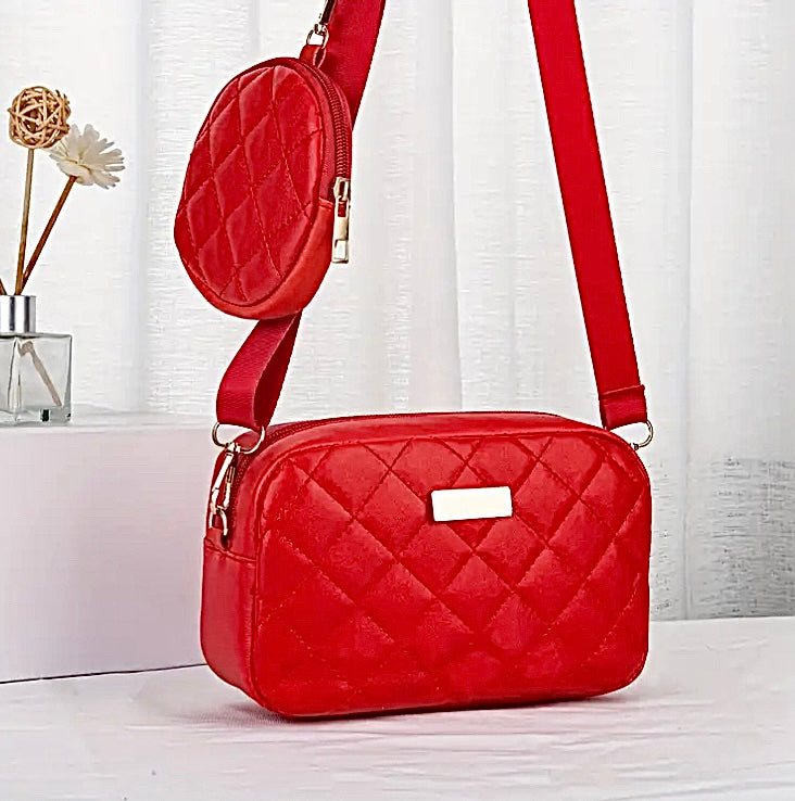 2 Piece Elegant Quilted Crossbody Bag