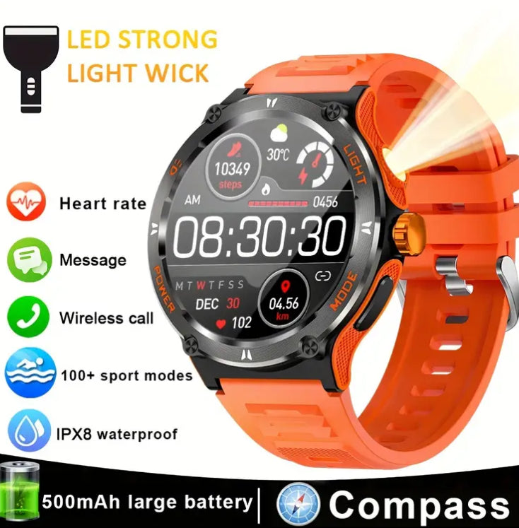 KT76 Ultra Powerful Flashlight Sports Smartwatch