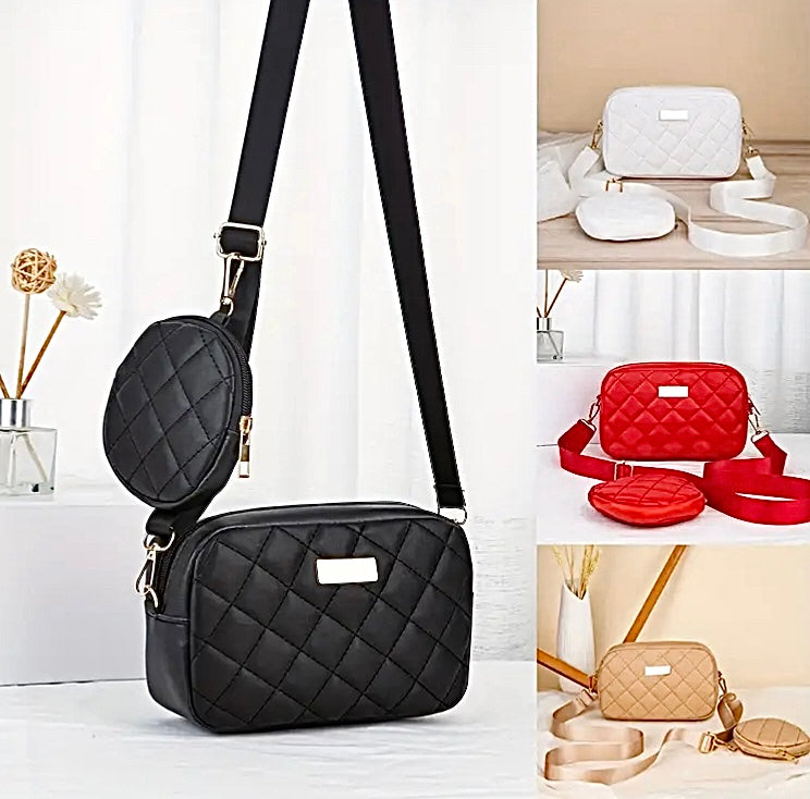 2 Piece Elegant Quilted Crossbody Bag