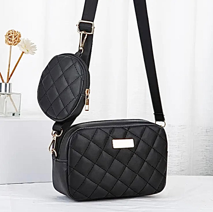 2 Piece Elegant Quilted Crossbody Bag