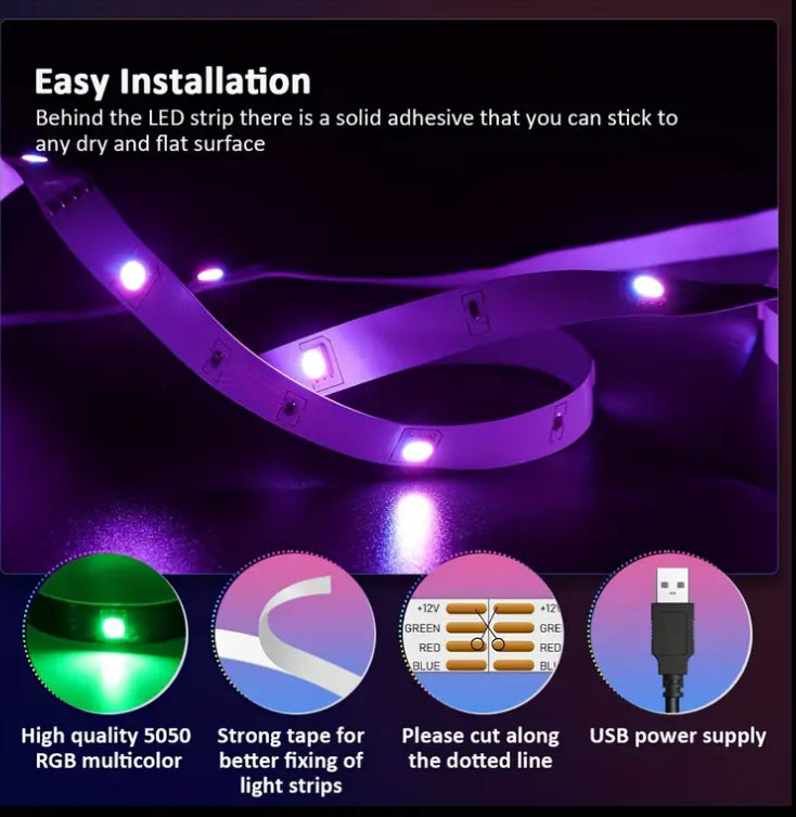 Vibrant USB LED 5050 RGB Strip Lights