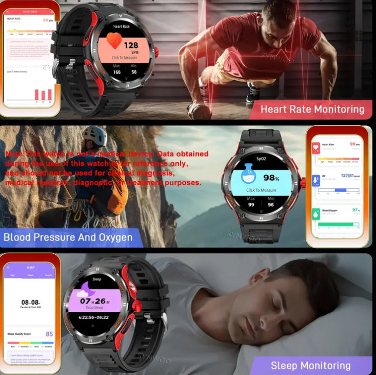 KT76 Ultra Powerful Flashlight Sports Smartwatch