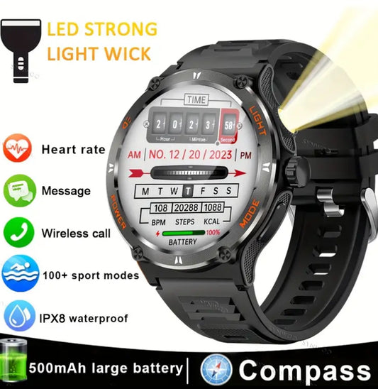 KT76 Ultra Powerful Flashlight Sports Smartwatch