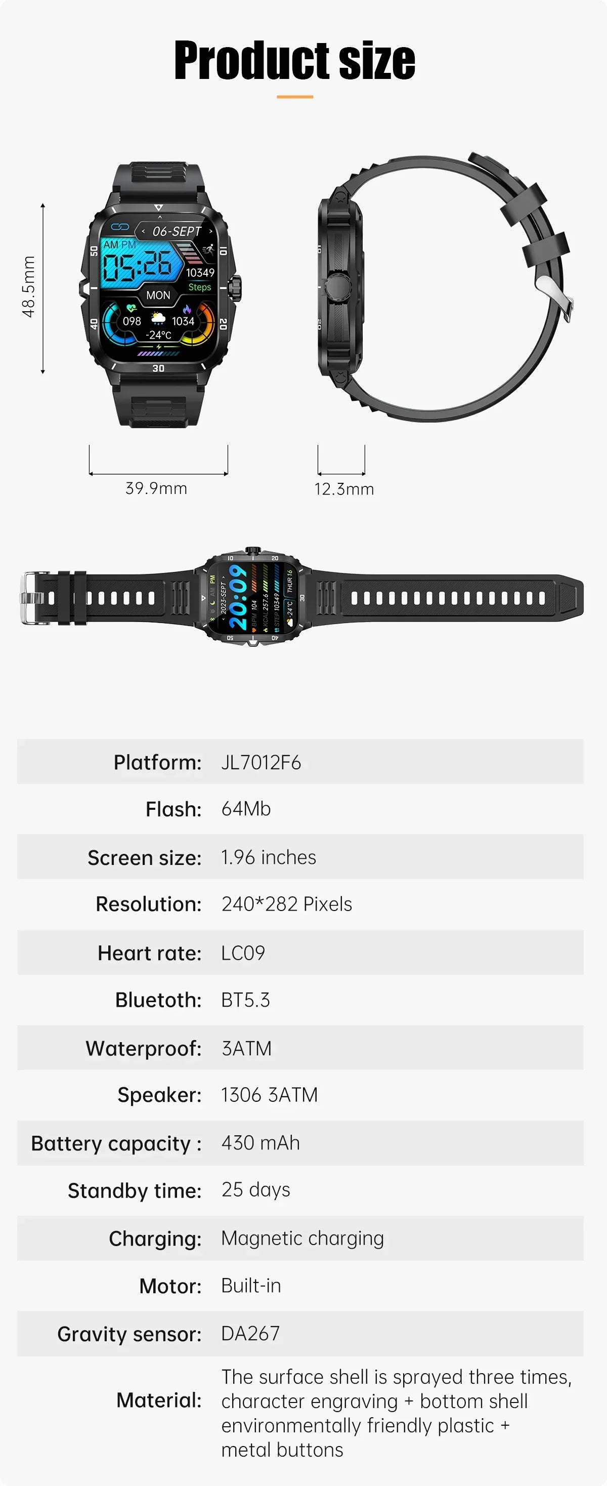 KT71 Waterproof Smart Watch